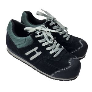 Hytest Womens 8.5 Wide Black Suede Steel Toe Slip Resistant Work Shoes Sneakers